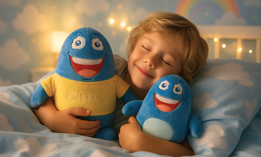 Sanfte Einschlafhilfe für Kinder: Entdecke 7 bewährte Tipps mit Abendritualen, Fantasiereisen & dem Cubanty Kuscheltier für ruhige Abende und besseres Einschlafen.