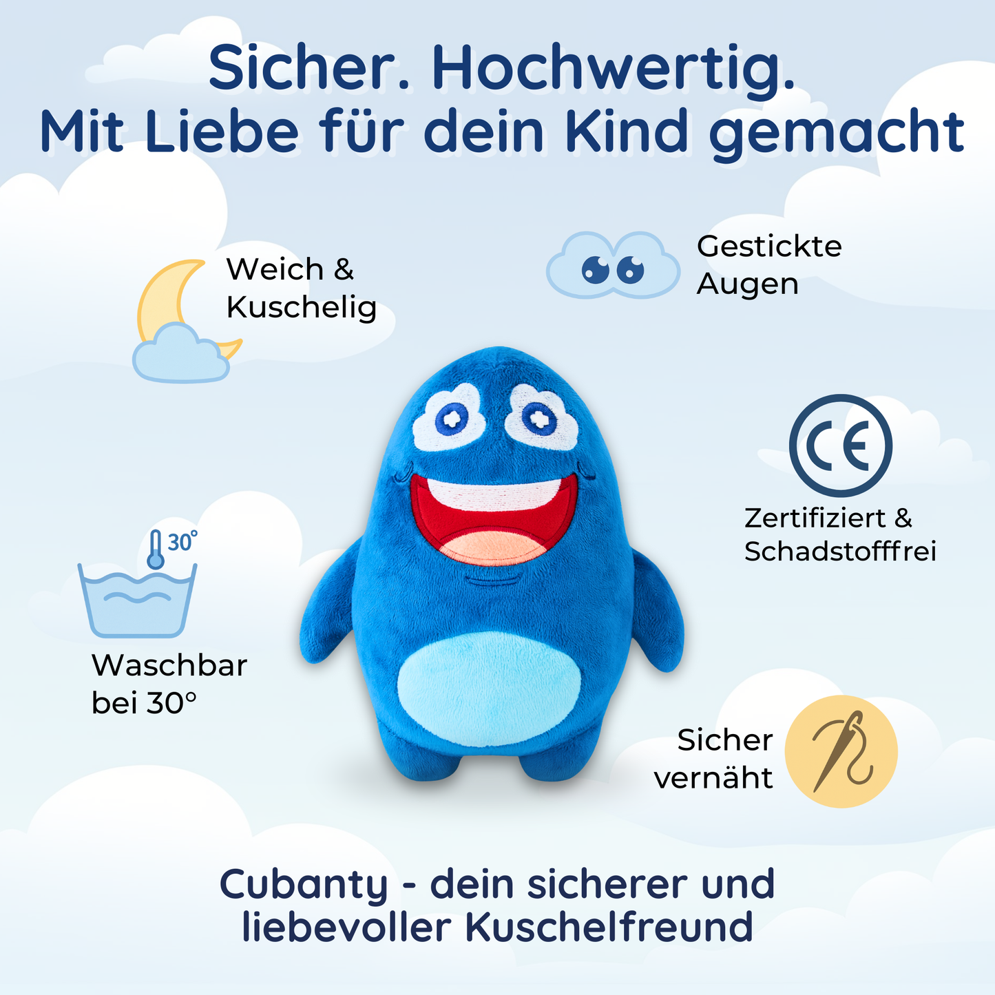 Cubanty Geschenkset - Einschlafhilfe & Kuscheltier mit Gute-Nacht-Buch „Kuschelwald“ - Fantasiereise für Kinder ab 3 Jahren
