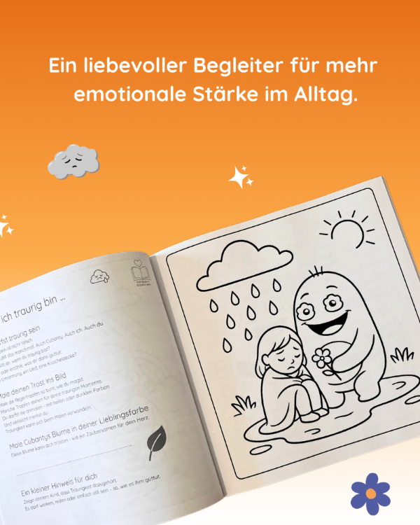 Cubantys Gefühlemalbuch zum Ausmalen Beispielbild Traurigkeit emotionale Stärke